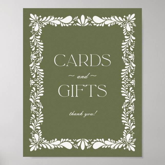 Green Talavera Tile Spanish Cards and Gifts Sign (Front)