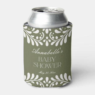 Green Talavera Tile Spanish Fiesta Baby Shower Can Cooler