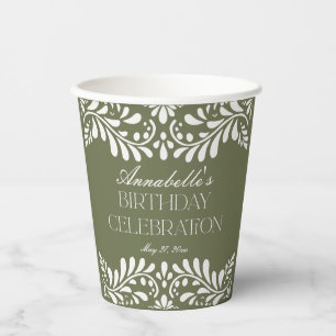 Green Talavera Tile Spanish Fiesta Birthday Party Paper Cups
