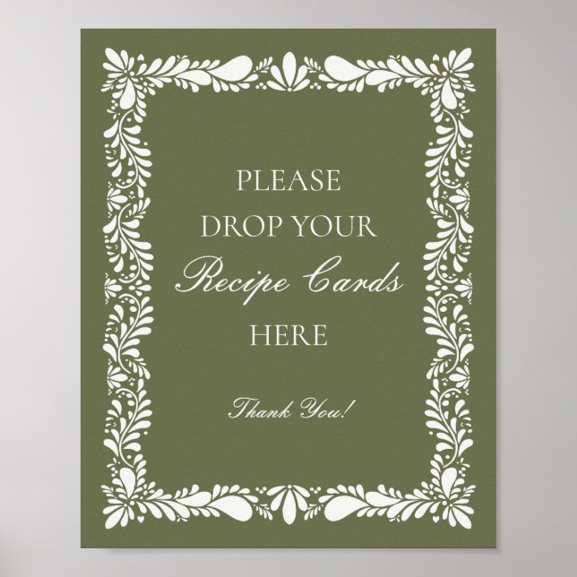 Green Talavera Tile Spanish Share a Recipe Bridal Poster (Front)