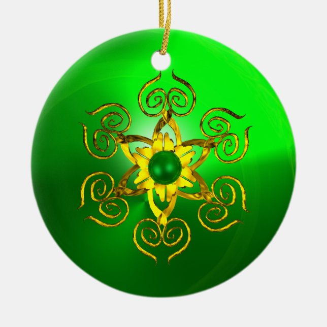 GREEN TALISMAN EMERALD CERAMIC ORNAMENT (Front)