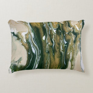 Green & Tan Abstract Accent Pillow