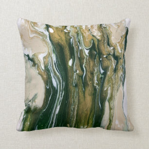 Green & Tan Abstract Throw Pillow