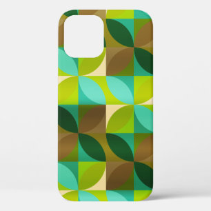 Green Tan and Brown Leaf Modern Pattern iPhone 12 Case