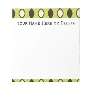 Green Tan and Brown Retro 70's Pattern Notepad