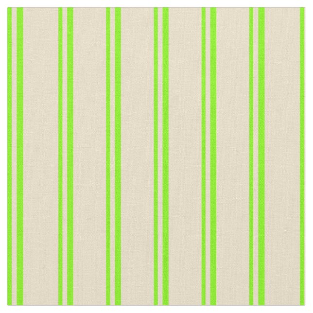 Green & Tan Coloured Stripes/Lines Pattern Fabric (Close Up)