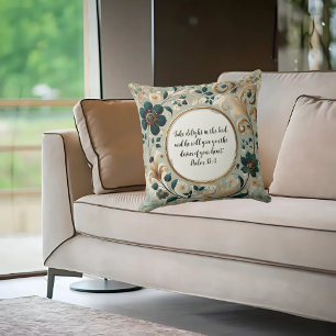 Green Tan Frame Customizable Verse Throw Pillow