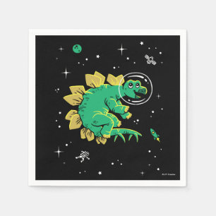 Green Tan Stegosaurus Dinos In Space Napkin