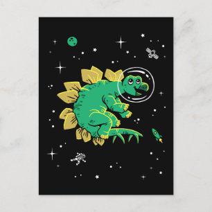 Green Tan Stegosaurus Dinos In Space Postcard
