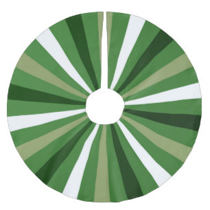 GREEN TAN WHITE STRIPED STAR BURST BRUSHED POLYESTER TREE SKIRT