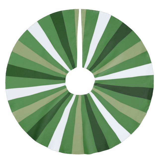 GREEN TAN WHITE STRIPED STAR BURST BRUSHED POLYESTER TREE SKIRT (Front)