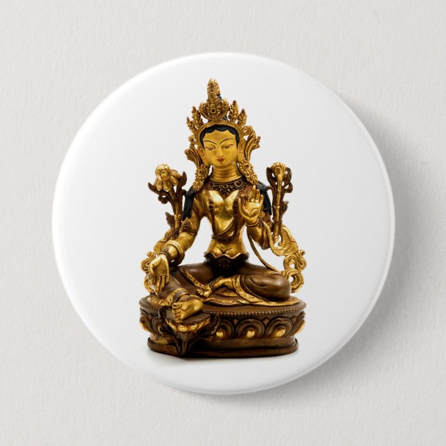 Green Tara 3 Inch Round Button (Front)