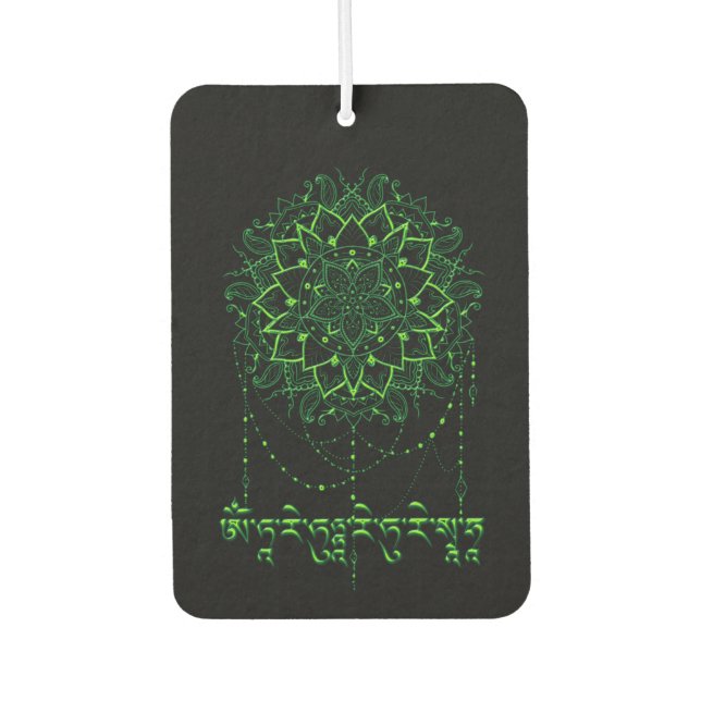 Green Tara Mantra In Tibetan Script With Mandala Air Freshener (Front)