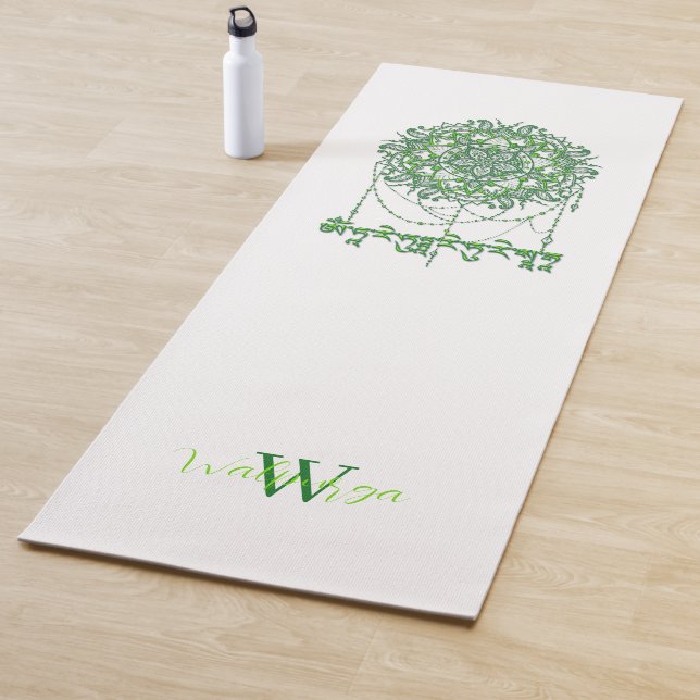 Green Tara Mantra In Tibetan Script With Mandala Yoga Mat (In Situ)
