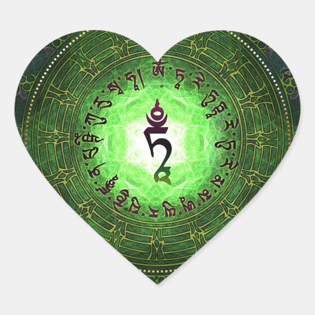 Green Tara - Protection from dangers and suffering Heart Sticker (Front)