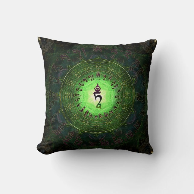 Green Tara - Protection from dangers and suffering Throw Pillow (Front)