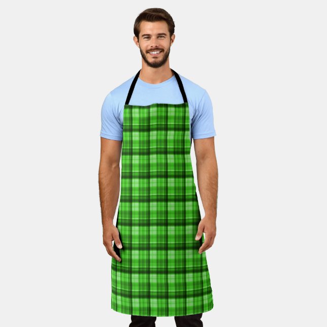 Green Tartan Checked Print, Apron (Worn)