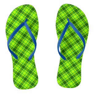 Green Tartan Chequered Plaid Pattern-57578 Flip Flops