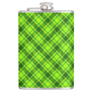 Green Tartan Chequered Plaid Pattern-57578 Hip Flask