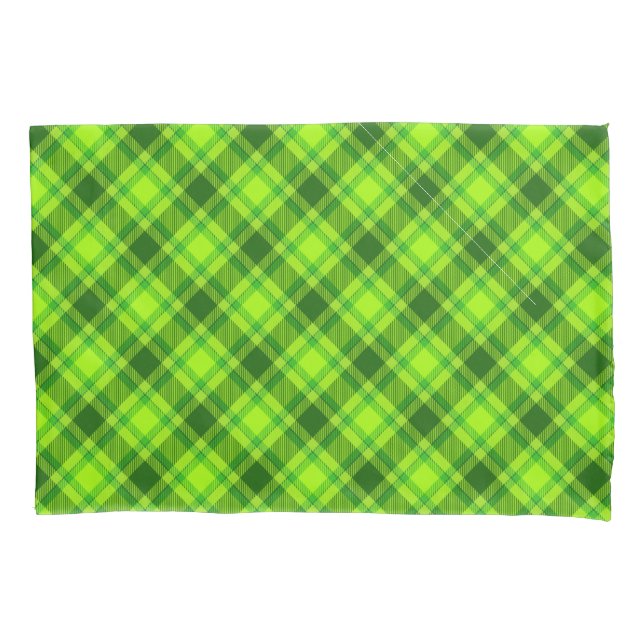 Green Tartan Chequered Plaid Pattern-57578 Pillowcase (Front)