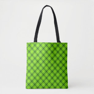 Green Tartan Chequered Plaid Pattern Tote Bag