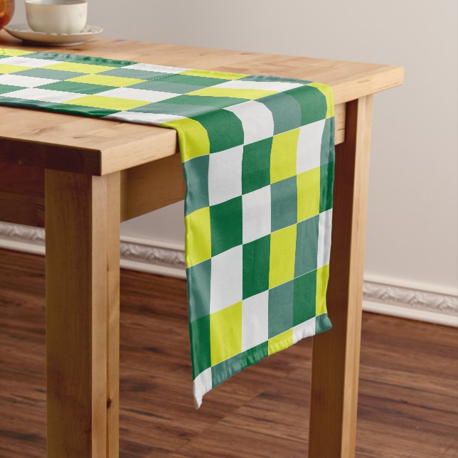 Green Tartan Chequered  Short Table Runner (In Situ)