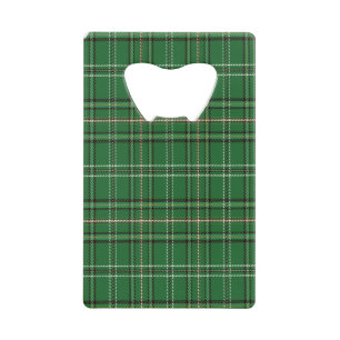 Green Tartan Credit Card Bottle Opener