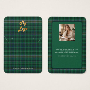 Green tartan earring jewellery photo display card