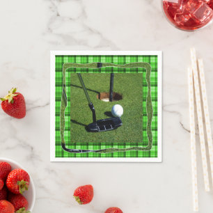 Green Tartan Golf Club Par, Paper Party Napkins