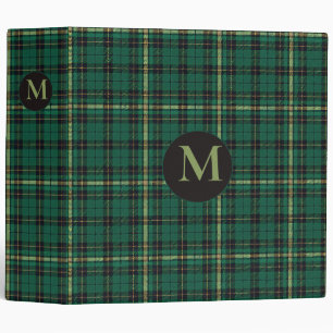 Green Tartan Monogram Binder