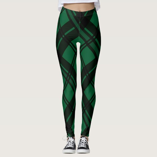 Green Tartan Pattern Leggings (Front)