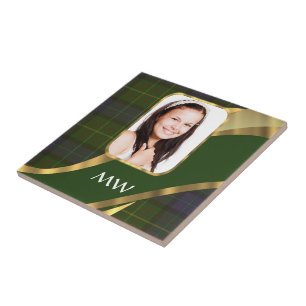 Green tartan photo template tile