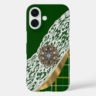 Green tartan plaid iPhone 16 case