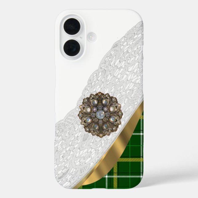 Green tartan plaid Case-Mate iPhone case (Back)