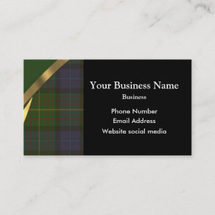 Green tartan plaid pattern business card
