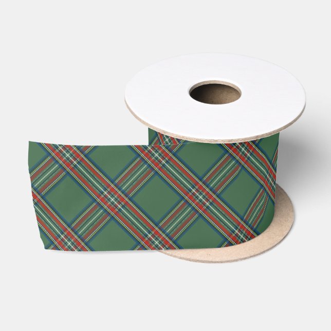 Green Tartan Plaid Satin Ribbon (Spool)