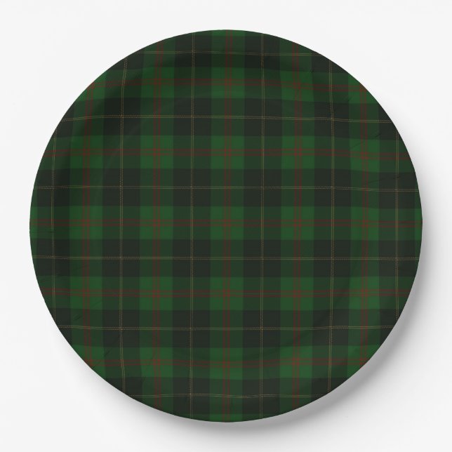 Green Tartan Plaid Scottish Pattern Paper Plate (Front)