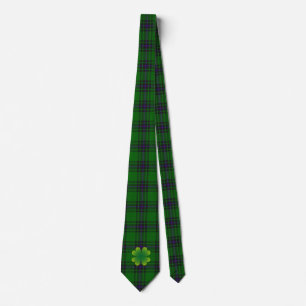 Green Tartan (Plaid) & Shamrock St Patrick's Day Tie