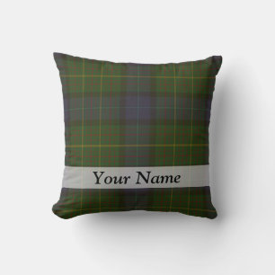 Green tartan plaid throw pillow