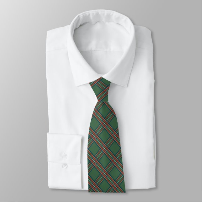Green Tartan Plaid Tie (Tied)