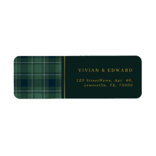 Green Tartan Polo Plaid Vintage Return Address