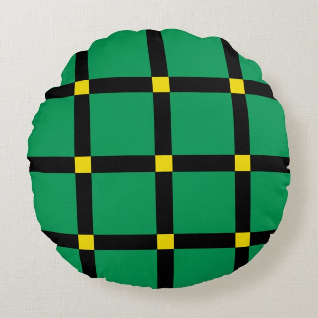 Green Tartan   Round Pillow (Front)