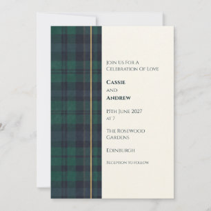 Green Tartan Scottish Wedding Invitation