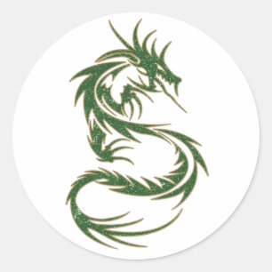 Green Tattoo Dragon Classic Round Sticker