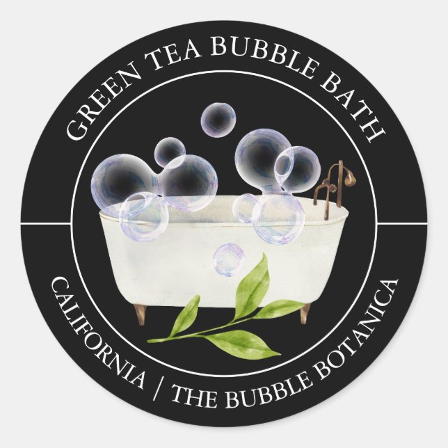Green Tea Bubble Bath label (Front)