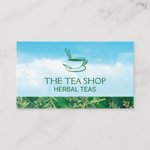Green Tea   Clouds and Leaf Branches Business Card
