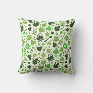 Green Tea Flat Pattern Throw Pillow