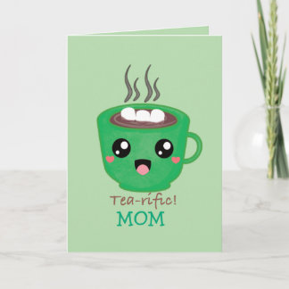 Green Tea Mug with quote Tea-rific Card