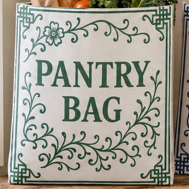 "GREEN-TEA" PANTRY BAG - CHINOISERIE TOTE  (Our Totes: "GREEN TEA"; 2 sizes)