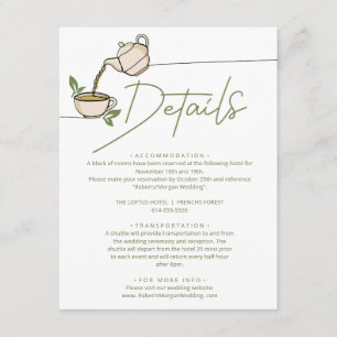 Green Tea Party Wedding Details Enclosure Card